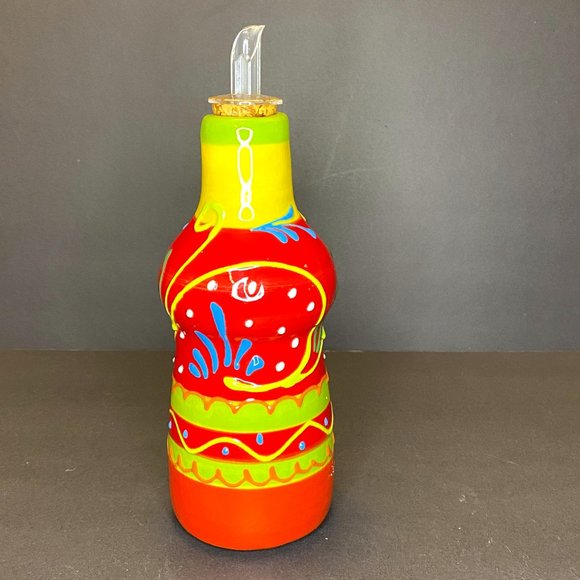 Oil & Vinegar Ceramic Decanter Bottle Latin Spanish Antonio Ortiz Ruiz - Picture 2 of 4